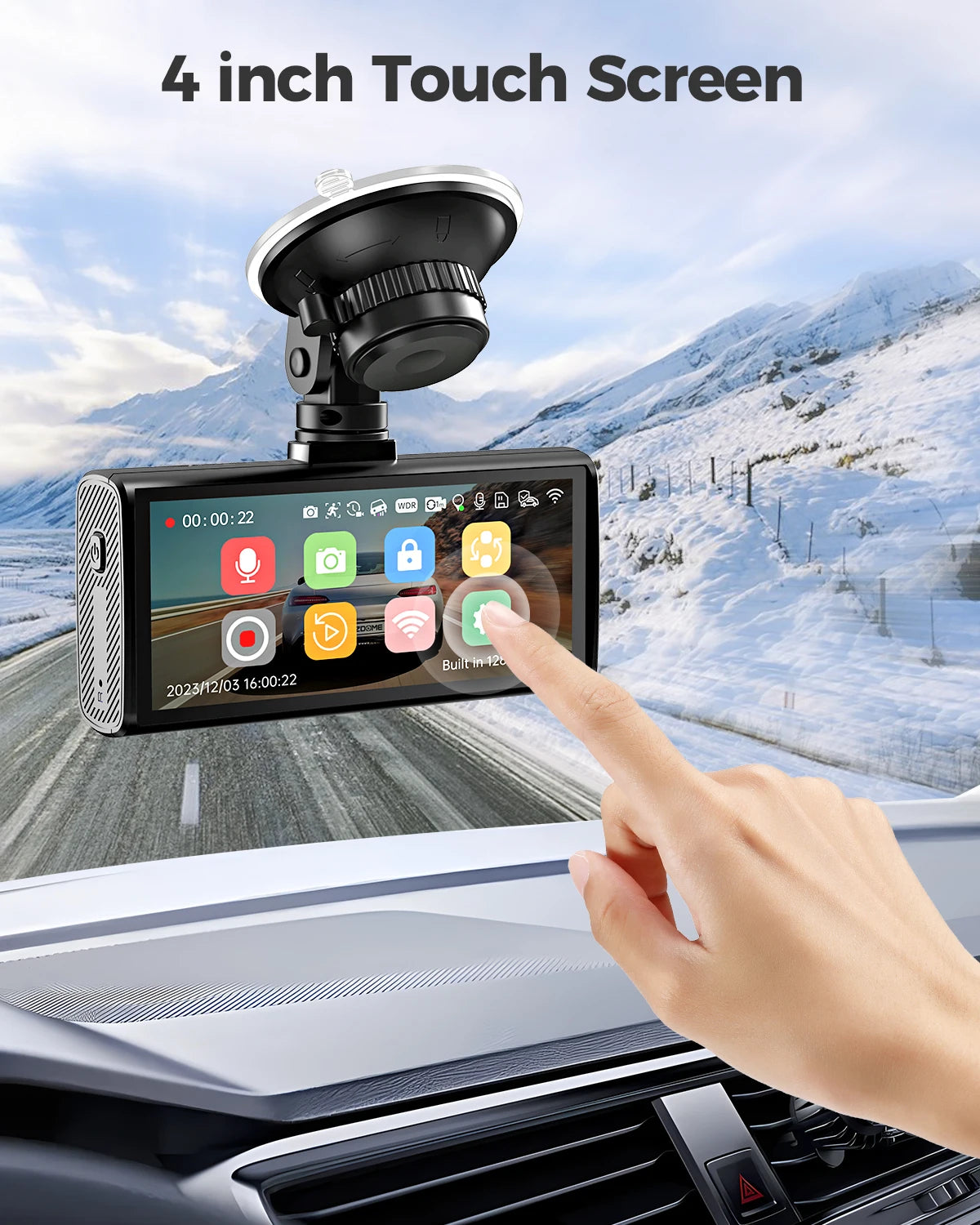 AZDOME M560 Car DVR 4K+1080P+1080P 3 Channel Dash Cam 4" IPS Touch Screen Built-in 128GB eMMC GPS WIFI G-Sensor IR Night Vision
