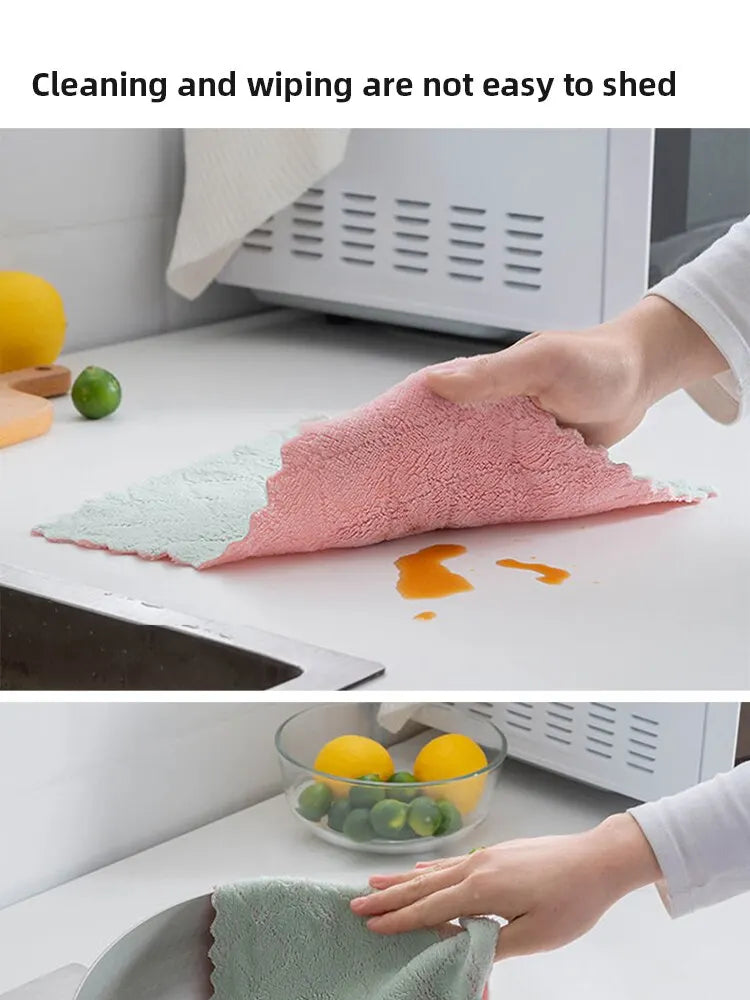 10/20pcs Dishwashing Cloth Kitchen Cleaning Wipes Household Multipurpose Absorbent Nonstick Oil Fiber Cleaning Cloth