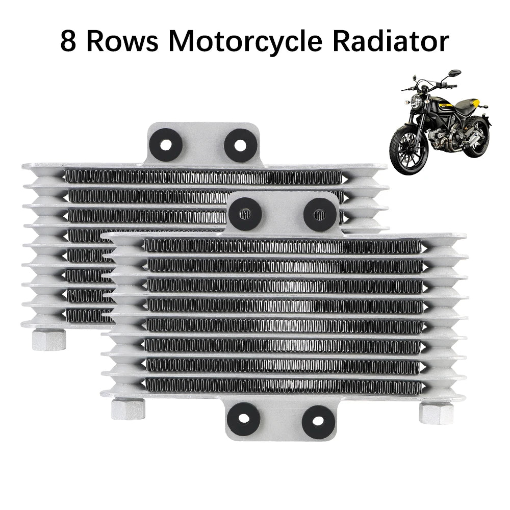 Moto ATV Modification Aluminum Alloy Cooling System Motorcycle Radiator Condenser 8 Row Engine Oil Cooler Transmission Radiator