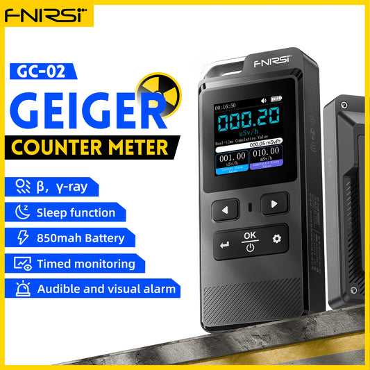 FNIRSI GC-02 Geiger Counter Nuclear Radiation Detector Personal Dosimeter X-ray γ-ray Radioactivity Tester Marble Detector