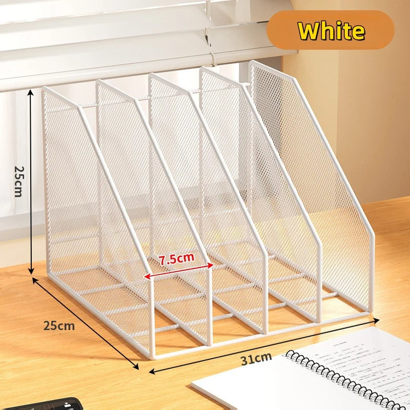 Metal File Rack Office Desk Shelf Standing Desktop File Folder File Box File Storage Box Data Rack Stationery Organizer File