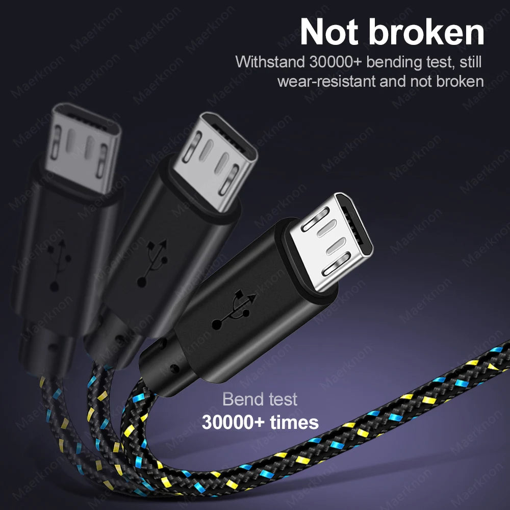 Micro USB Cable 2.4A Fast Charging Mobile Phone Charger Date Cord For Samsung Huawei Xiaomi Micro Nylon Braided Data Sync Cable