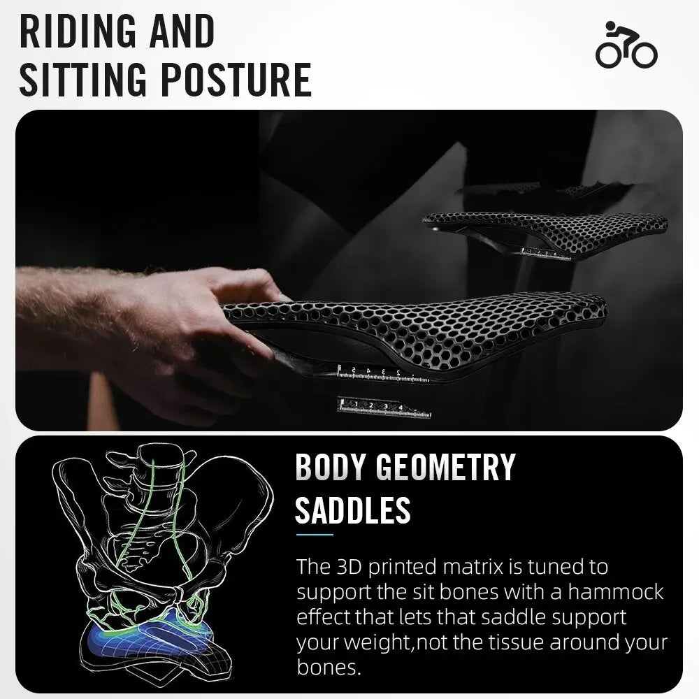 RYET 3D Printed Bike Saddle Carbon Saddle 150mm Super Light Road MTB Racing Saddles Bicycle Seat Cushion Cycling Seating Parts