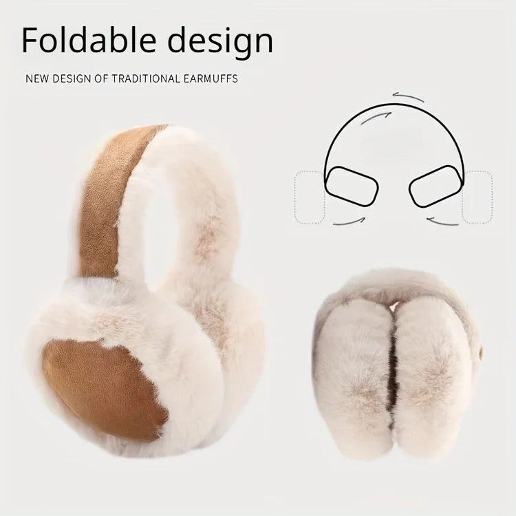 Soft & Cozy Pair of Classic Suede Plush Ear Warmers - Non-Slip Foldable Earmuffs for Men & Women,Perfect Gift for Christmas