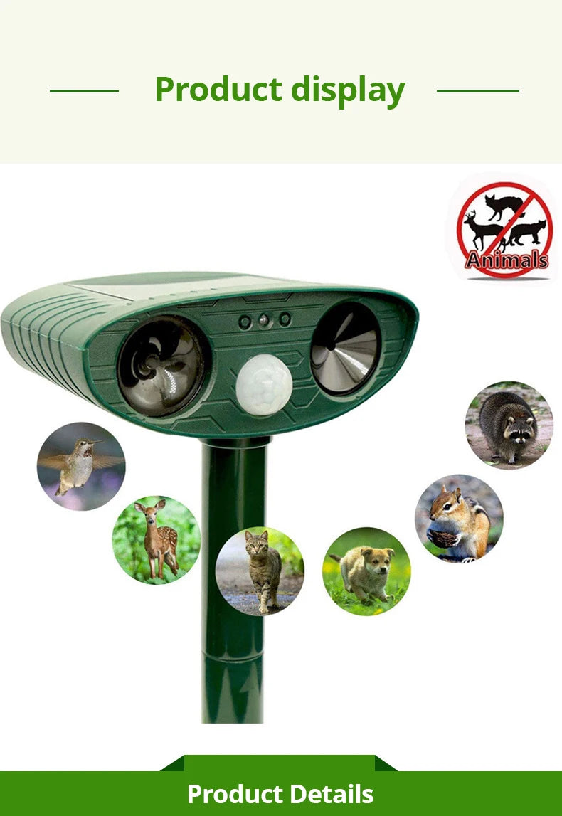 1pc ultrasound  Repellant Cat Dog Repellant Solar Powered Rechargeable Garden Waterproof creature Deterrent For Farm Yard