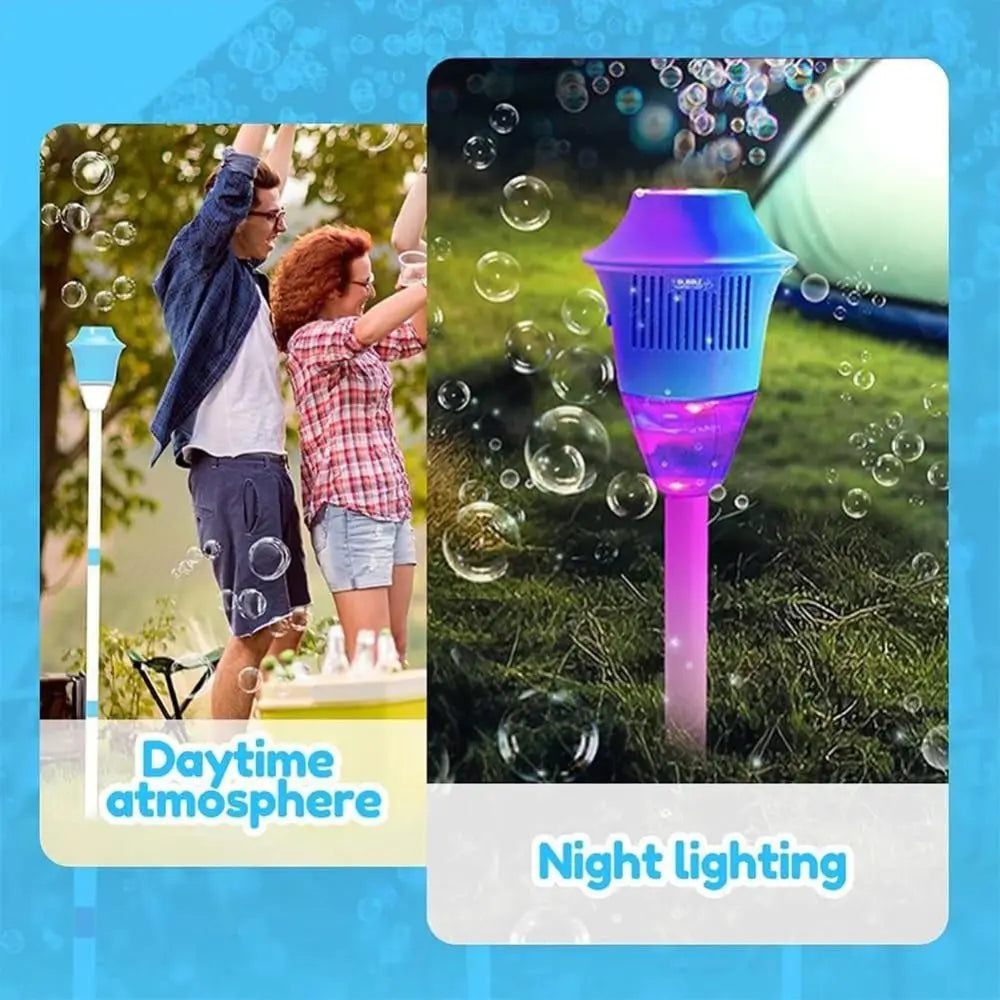 Rechargeable Bubble Maker With Stand With Night Light And Music Bubble Torch Automatic Vertical Bubbles Machine