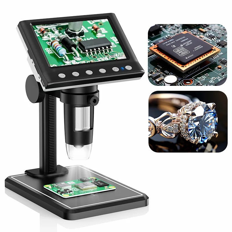 Hayve 4.3'' Digital Microscope 1600X USB Microscope 1080p Soldering Microscope with 8 LEDs Compatible with Windows/Mac OS (DM7)