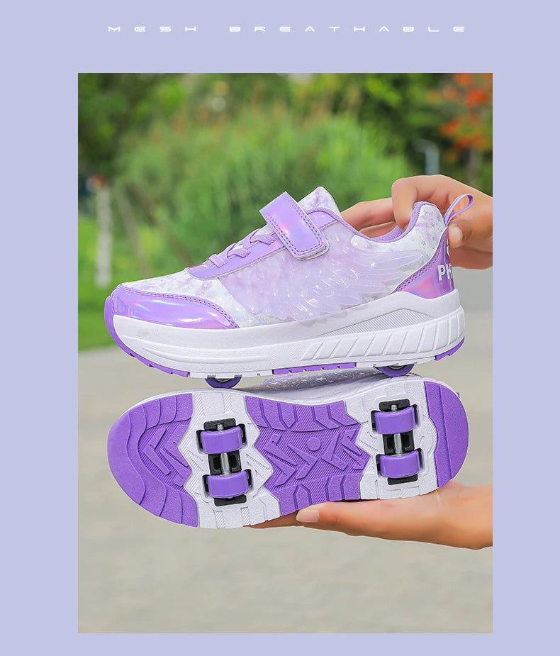 Kids Roller Skate Shoes Snickers With 4-Wheels Children Rollerskates Fashion Outdoor Sports Shoes Girls Boys Gifts