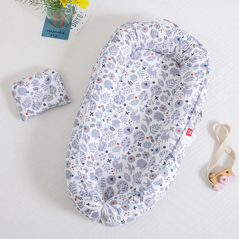 Soft Baby Sleeping Nest Bed Infant Cot Lounger Portable Co-sleeping Cribs for Newborn Bassinet Cotton Portable Crib Travel Bed