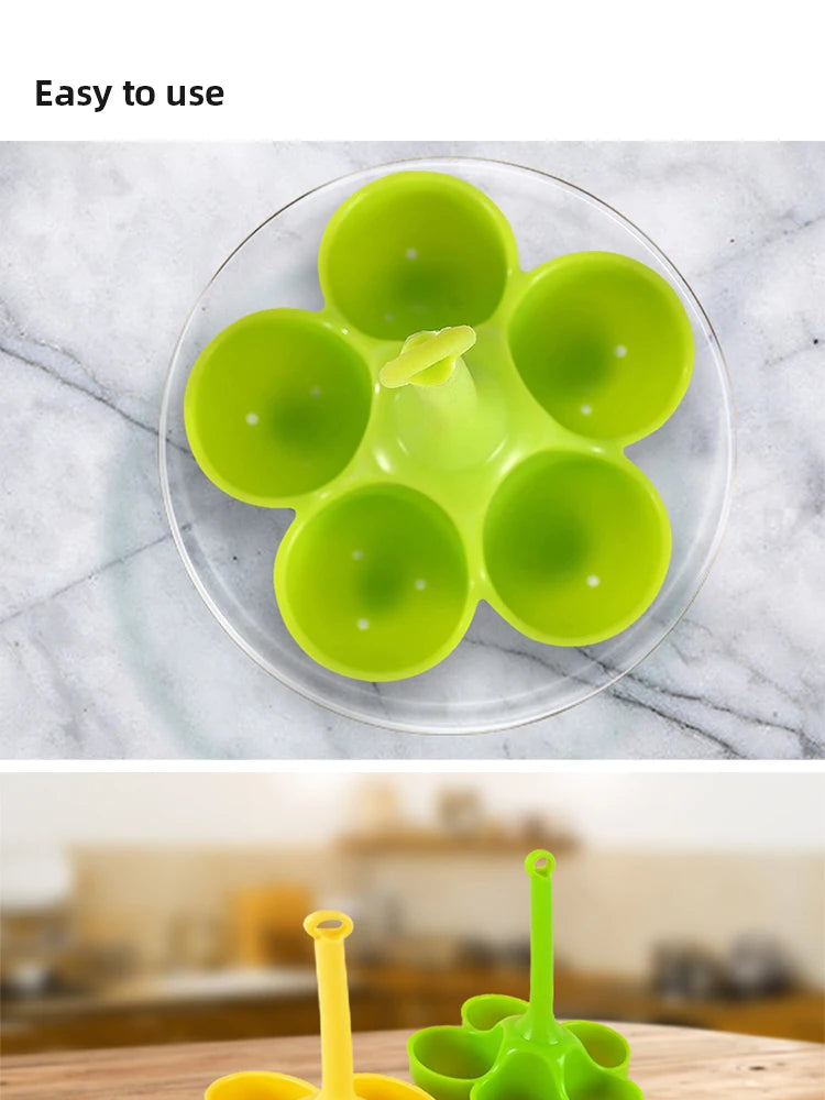 5 Hole Silicone Egg Cooker High Temperature Resistant Steamed Egg Tray Food Grade Complementary Food Tools