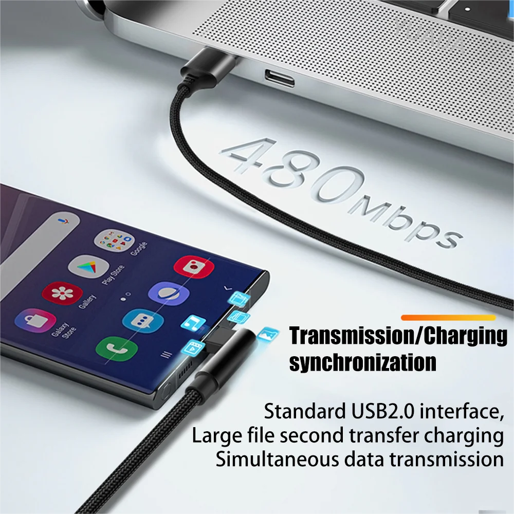 Elbow USB C 6A Fast Charging Expand 3m 5-meter Type C Data Cable for Huawei,Xiaomi,Samsung,Google,Apple MACBOOK iPad Air Game