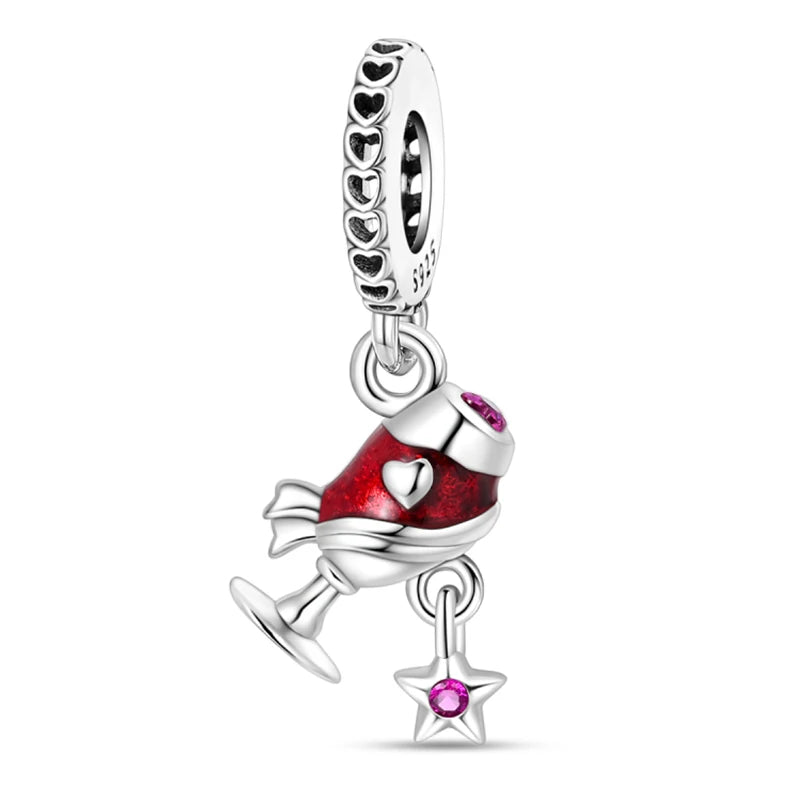 925 Sterling Silver Princess Powder Series Exquisite Daily Bow Sweet Charms Beads Fit Pan Original Bracelets DIY Jewelry