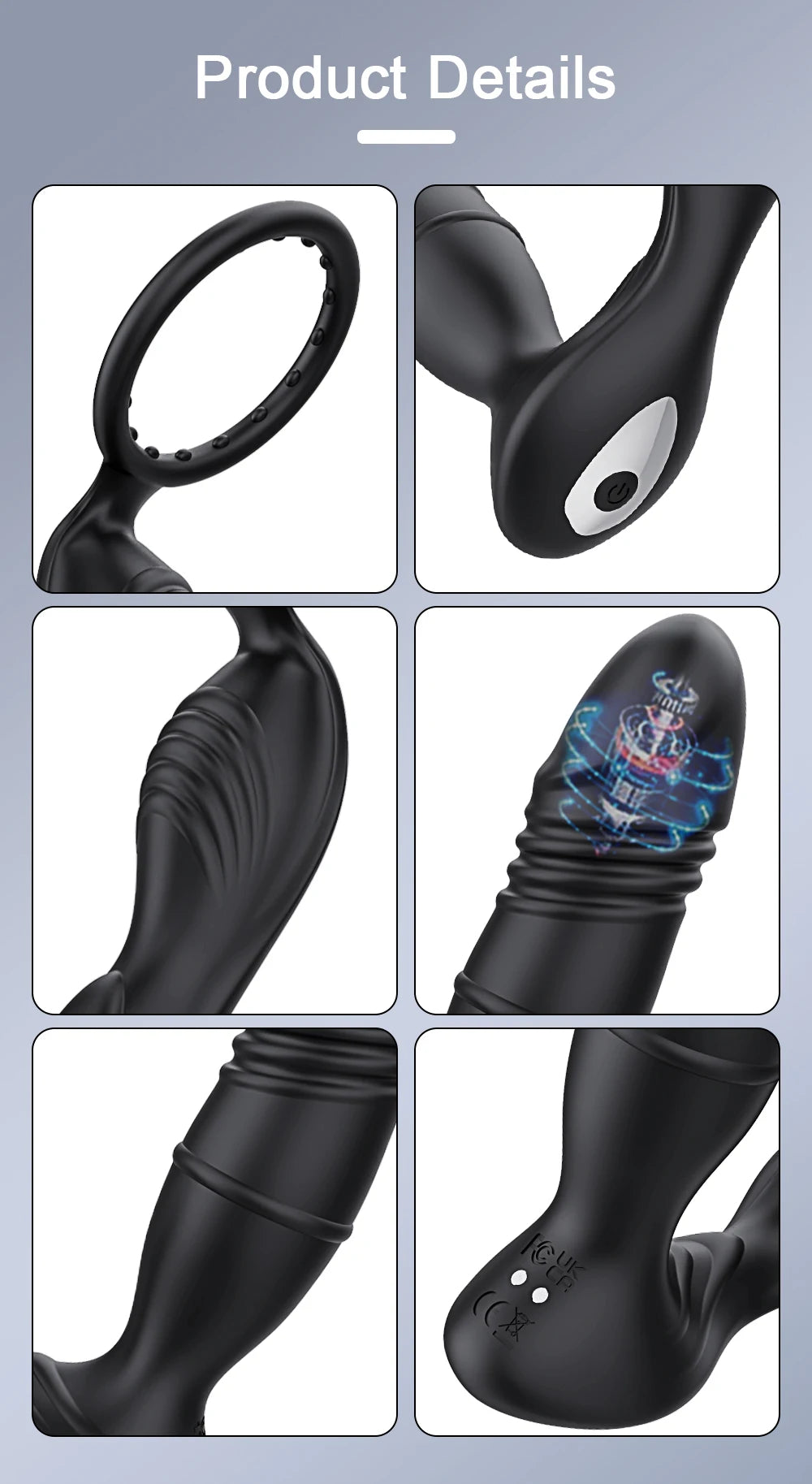 4in1 Thrusting Vibrating Anal Vibrator Prostate Massager Cock Ring Anal Plug G Spot Massager Male Sex Toys for Men Women Couples