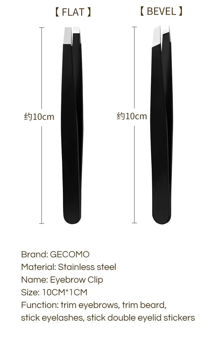 CNK  Wholesale Stainless Steel Black Eyebrow Tweezer with Slant and Flat Point Beauty Tools for Eyebrows & Ingrown Hair Removal