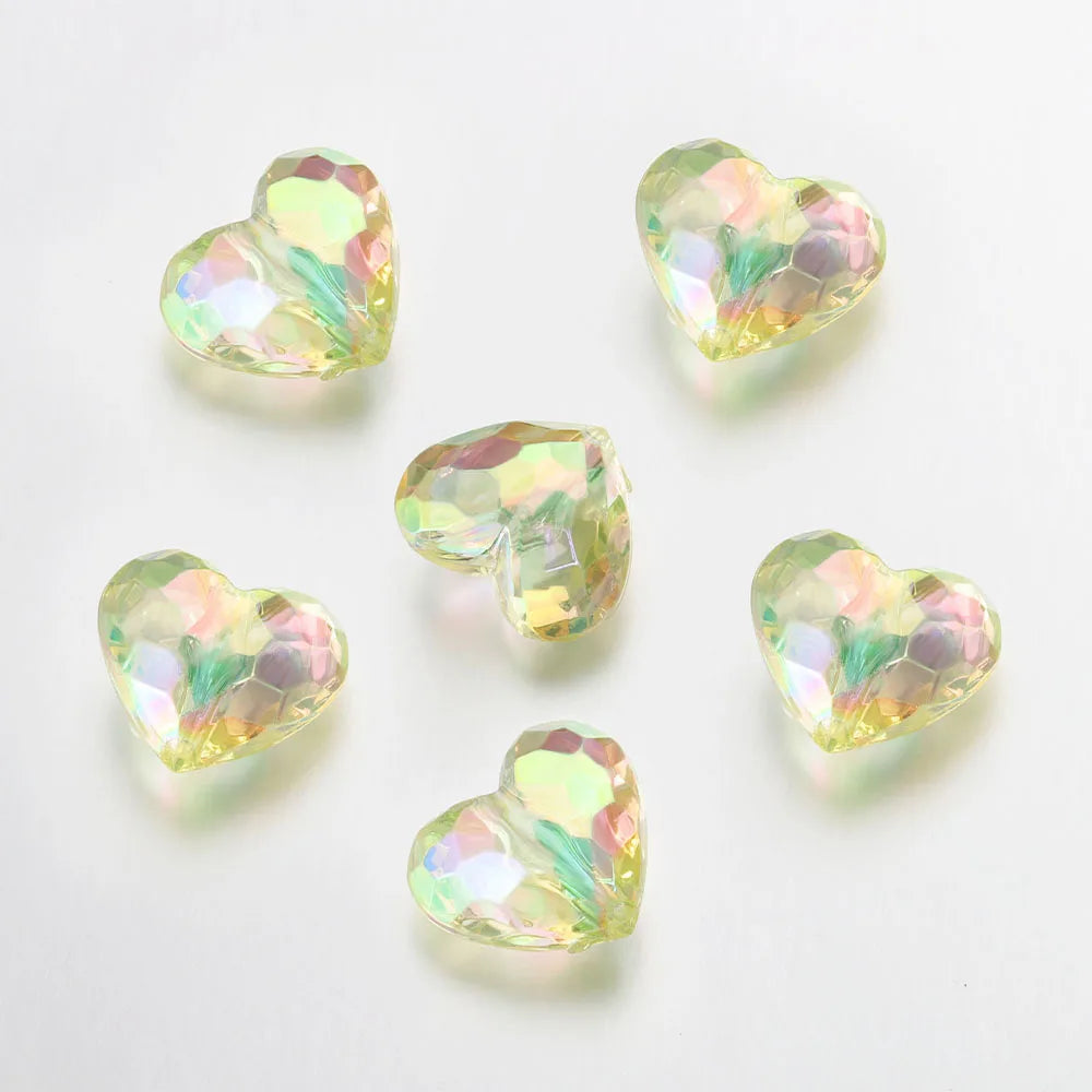 20pcs Mixed Color Love Heart Beads Clear Curtains Spacers for DIY Necklace Wind Chimes Christmas Valentine Gift Craft Materials