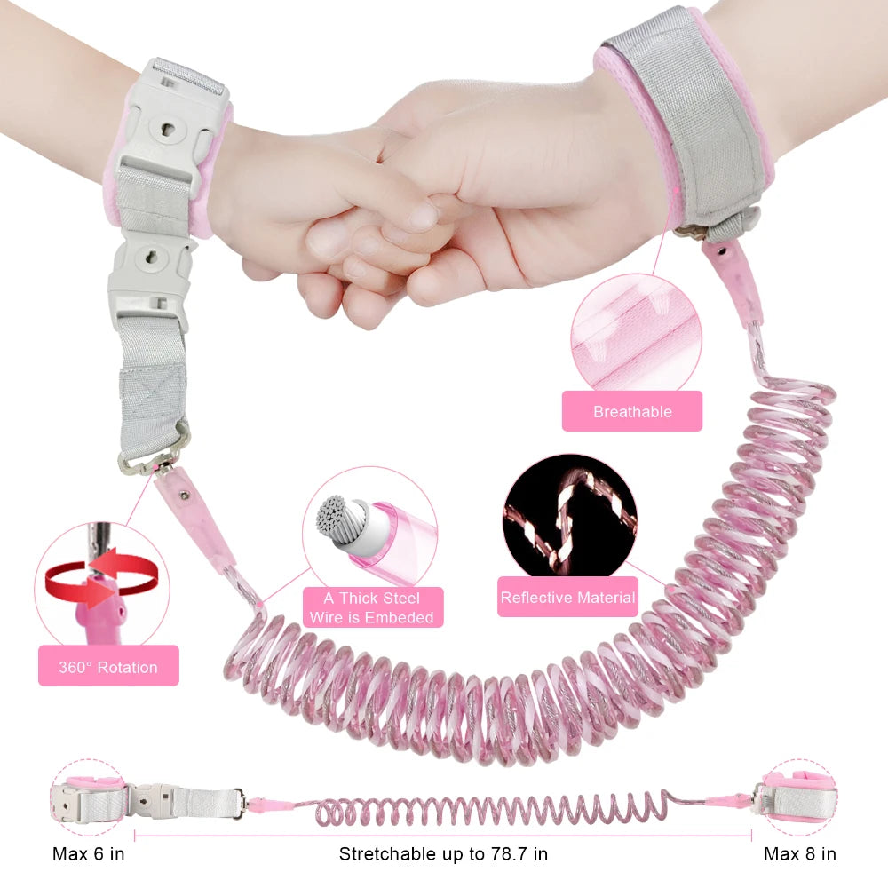 Toddler Leash Anti-Lost Wristband Reflective Harness Child Lock for Outdoor Anti Lost Wrist Link Strap Rope Kids Safety Products