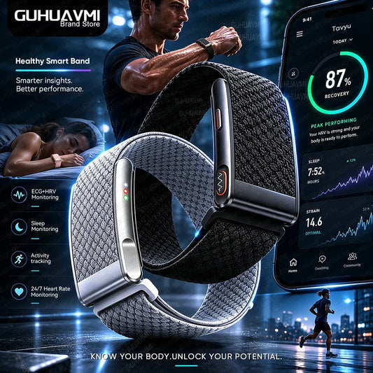 GUHUAVMI ECG+HRV Health Smart Bracelets Heart Rate Blood Pressure Body Fat BMI Body Temperature 3ATM Fitness Tracker Smart Watch