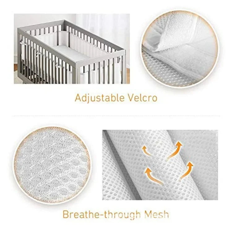 Breathable Bed Rail Bumper for Baby Safety Multi-Color Soft Mesh Toddler Bed Rail Guard for 4-Panel and Small Baby Cribs