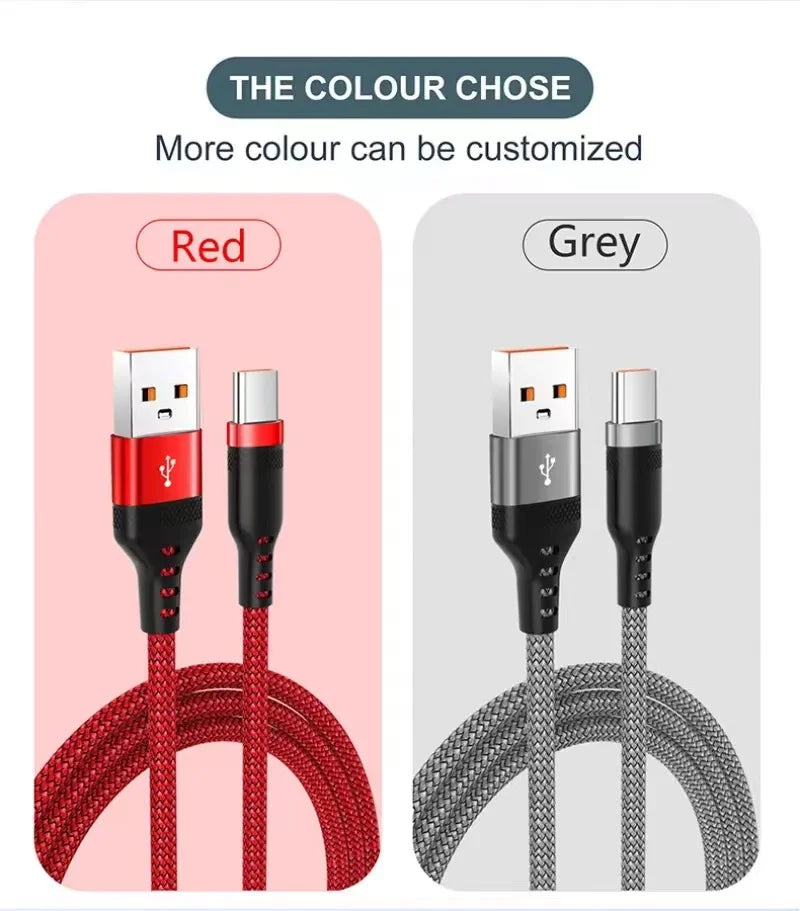 USB C 6A Super Fast Charge Cable for Huawei 8m 5m 3m 2m 1m USB TYPE-C Equipment Cable for Samsung Xiaomi OPPO OnePlus VR Camera