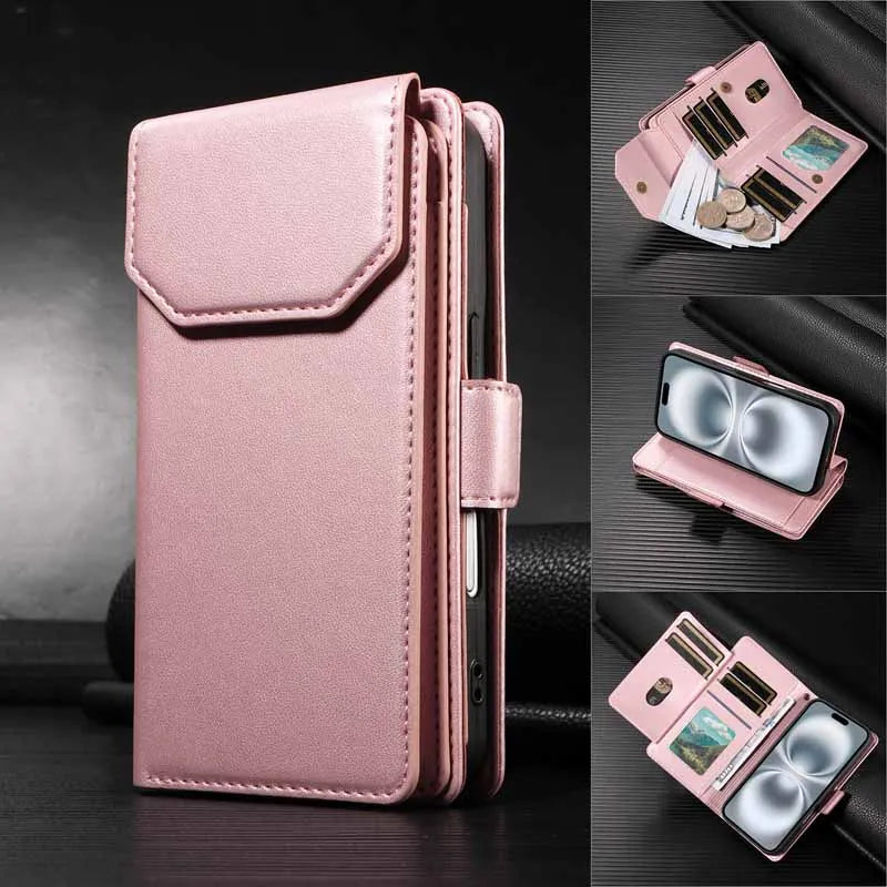 Leather Case For Samsung Galaxy S25 Ultra S24 S23 S22 S21 FE S20 S10 Plus Note 10 8 9 20 Edge Flip Wallet Multi-card Phone Cover