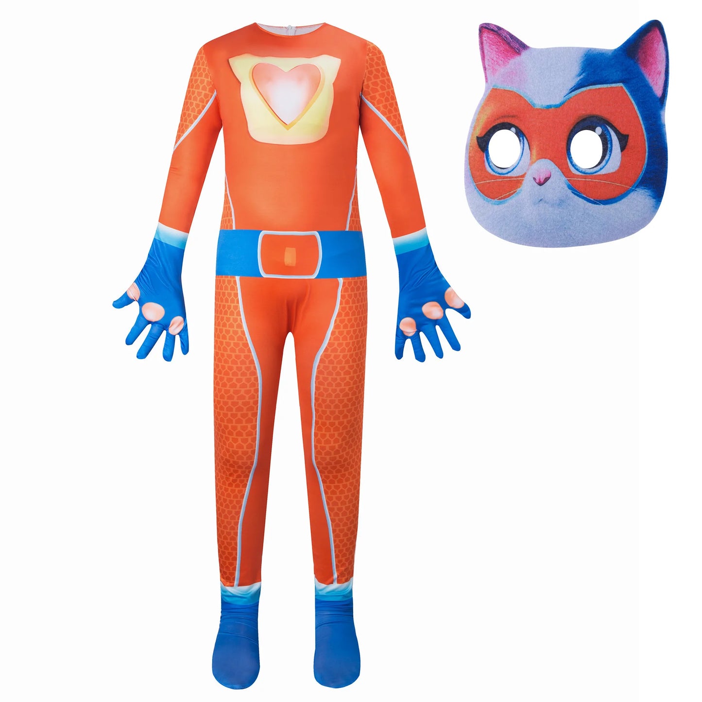SuperKitties jumpsuit, tight fitting Halloween costume, stage performance costume, super cat role-playing costume, performance
