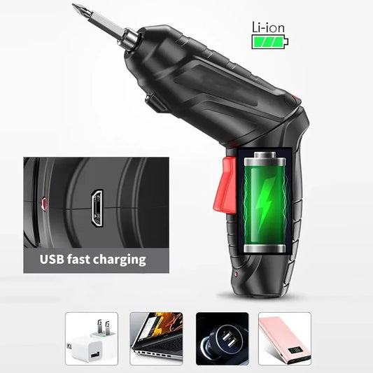 Portable Electric Screwdriver Cordless 47 in 1 Rotated 90 Degrees Rechargeable Screwdriver with LED for Home Office DIY Tools