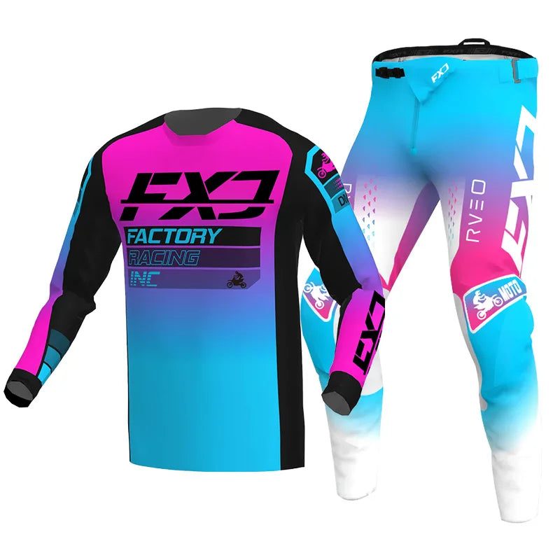 Motocross Jersey Pant white Mens Women pink black Combo racing suit Off-road MX DH BMX ATV MTB Enduro Motorcycle mountain