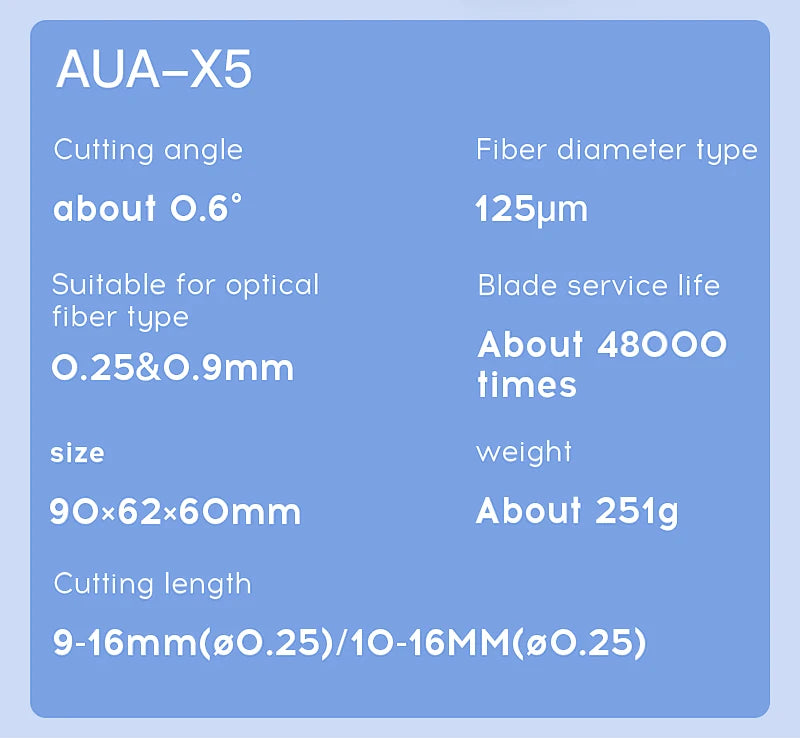 COMPTYCO AUA-X5 Fiber cleaver Cable Cutting Knife FTTT Fiber Optic Knife Tools cutter High Precision Cleavers 16 surface blade