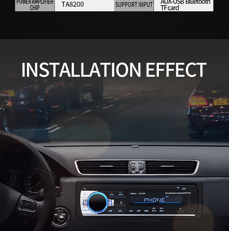 (Factory Direct Sales) Car Mp3 Player Stereo 60W*4 12v/24v Car Truck Usb/Tf/Fm/Aux Bluetooth Audio Radio