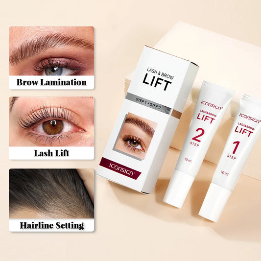 0.34 oz Keratin Eyelash and Eyebrow Lift Set - Durable, Gentle, and Odorless Formula, Get Salon Quality Eyelashes and Eyebrows