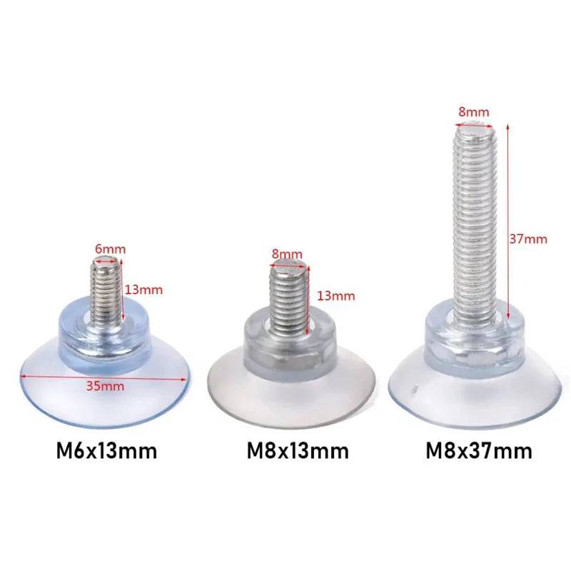 2/5/10/20Pcs Suction Cup Hooks with Screw Shank M6 M8 Clear Sucker Pads Strong Adhesive Holder for Car Glass Bathroom Wall Door