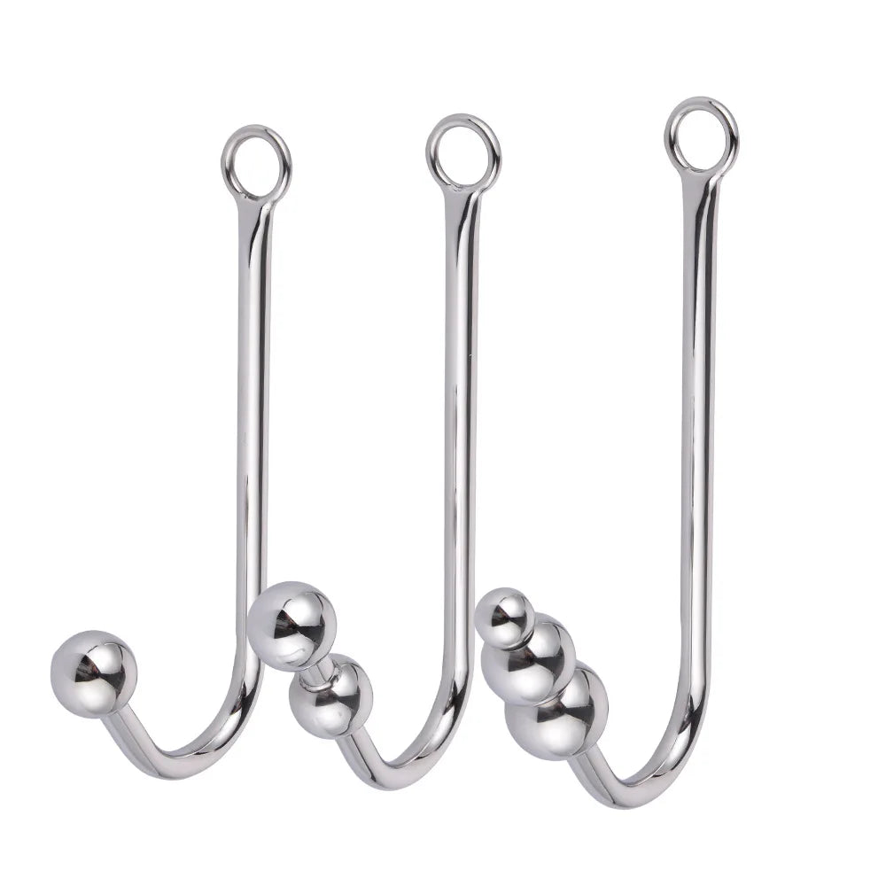 Stainless Steel Anal Hook with Anal Beads Hole Anal Hook Metal Butt Plug Anal Sex Toys Adult Product No Vibrator for men gay