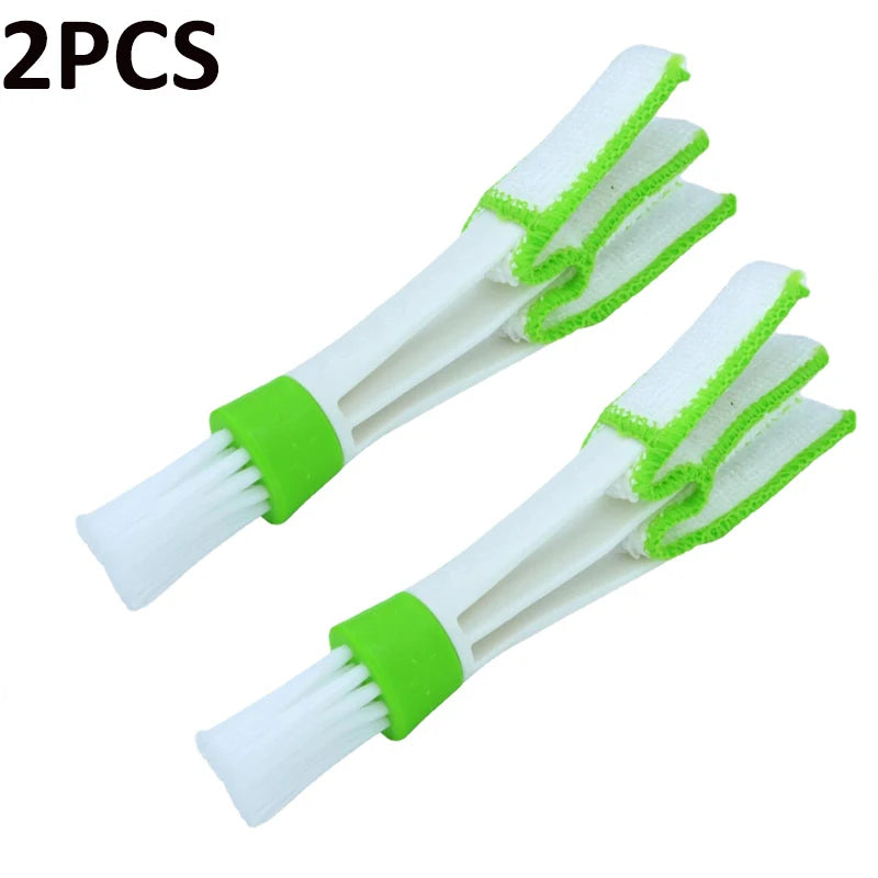 2PCS Car Air Vent Brush Double head Brushes Conditioner Vent Brush Microfibre Car Grille Dashboard Interior Car Cleaning Tools