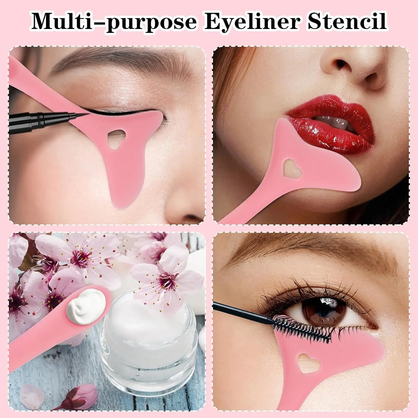 4PCS Eyeliner Stencils Set Reusable Silicone Eyeliner Tool Lash Guard Eye Lips Makeup Tool for Women