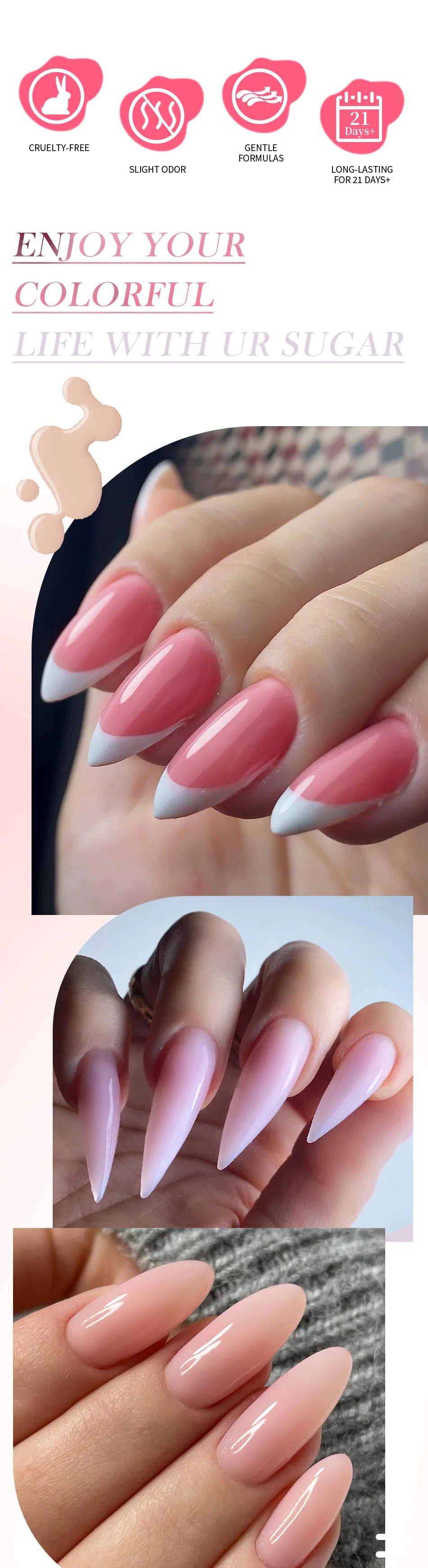 UR SUGAR 7ml Extension Gel White Pink Nude Semi Permanent Acrylic Extension Nail Art Hybrid Varnish UV Led Hard Gel Nail Polish