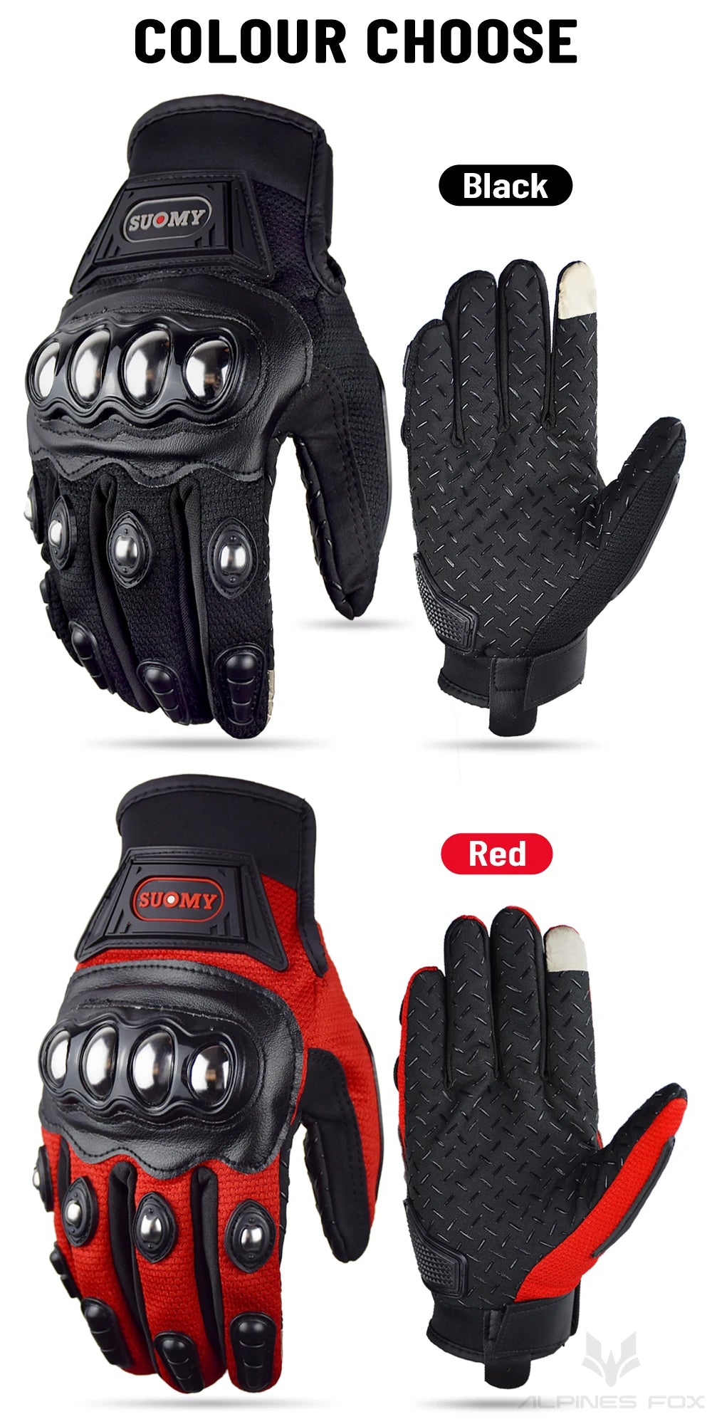 SUOMY Summer Full Finger Motorcycle Gloves Moto Luva Motocross Racing Gloves Motorbike Bicycle Cycling Riding Glove For Men Wome