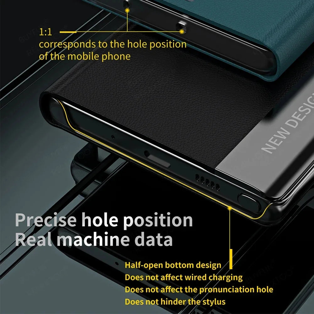 Stand Flip Phone Case For Samsung S26 S25 S24 S23 S22 S21 S20 FE Ultra Leather Plating Back Cover On Galaxy S26 S25 Plus Funda