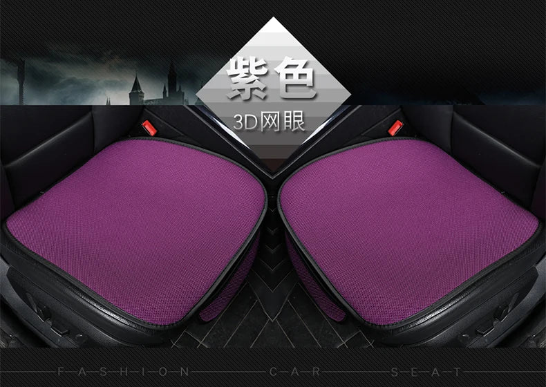 3pcs/set Car Seat Cover Cushion Ventilated Breathable Comfortable Front Back Rear Seat Protector Pad Mat Anti-skid With Pocket