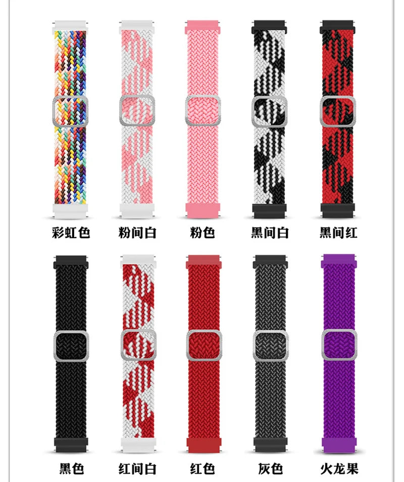 20mm 22mm Elastic Band For Samsung Galaxy Watch 7/6/5/4/FE Active 2 Gear S3 Braided Nylon Strap For Huawei Watch GT 5/4/3/2 46mm