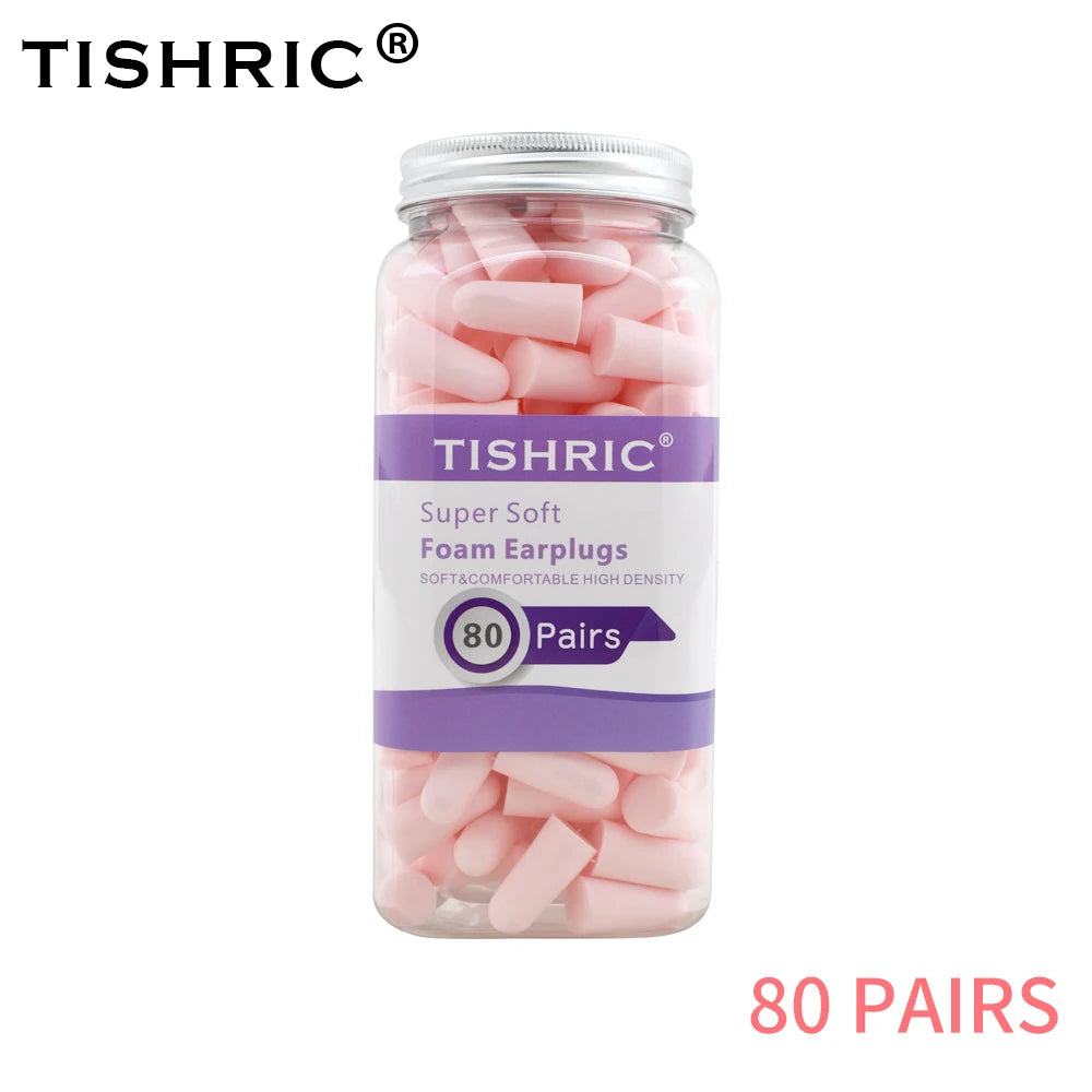 TISHRIC Earplugs Soft Sponge Ear Plugs Noise Reduction Sleeping Earplug  Travel Noise Reduction Rate 35.5db Sound Insulation