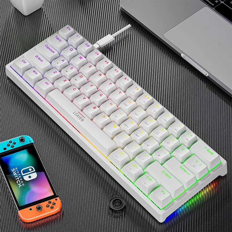 K620 Mini Backlit RGB Gaming Mechanical Keyboard Gamer Mechanic Kit 60 Percent DIY Custom PBT Keycap Hotswap Pink White USB PC