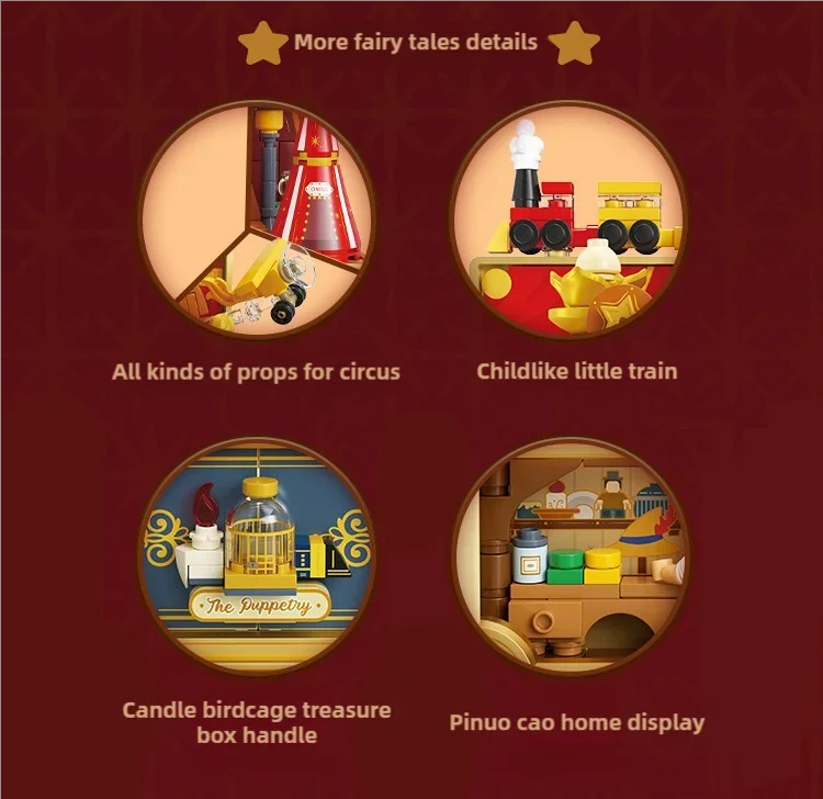 Fairytale Music Box Treasure Chest Fairy Tale Scene Model Bricks Set With Mini Figure Doll Desktop Deco Kids DIY Toys Girl Gifts