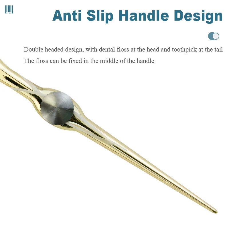 Replaceable Dental Floss Stainless Steel Y Shape Floss Holder Reusable Toothpick Portable Hilo Dental Floss Dental Teeth Sticks