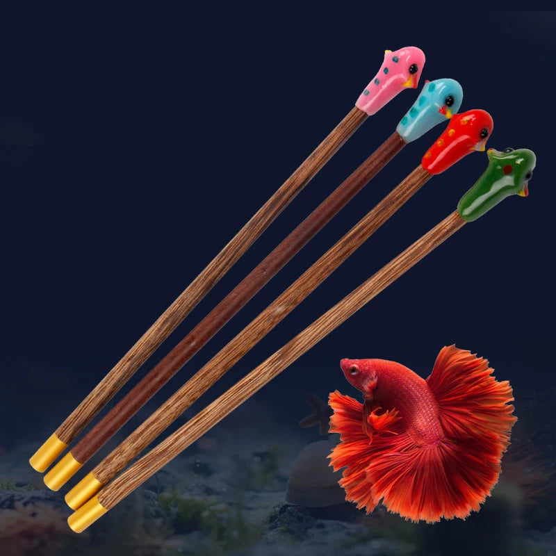 Aquarium Betta Training Wand Wooden Playing Stick Active Healthy Betta Fish Equipment Resin Fish Decoration Fish Stick ﻿New