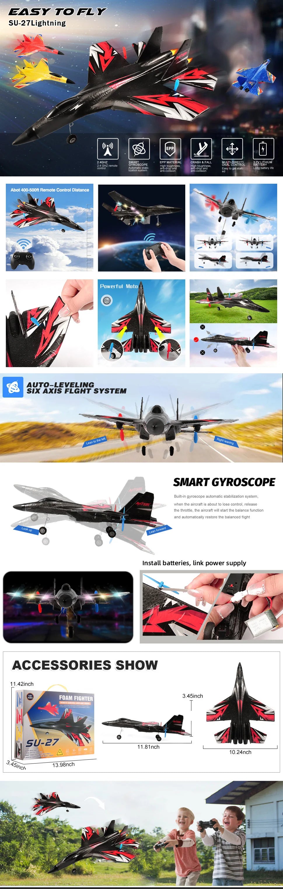 RC Plane SU-27 Aircraft Remote Control Helicopter 2.4G Airplane EPP Foam RC Vertical Plane Children Toys Gifts