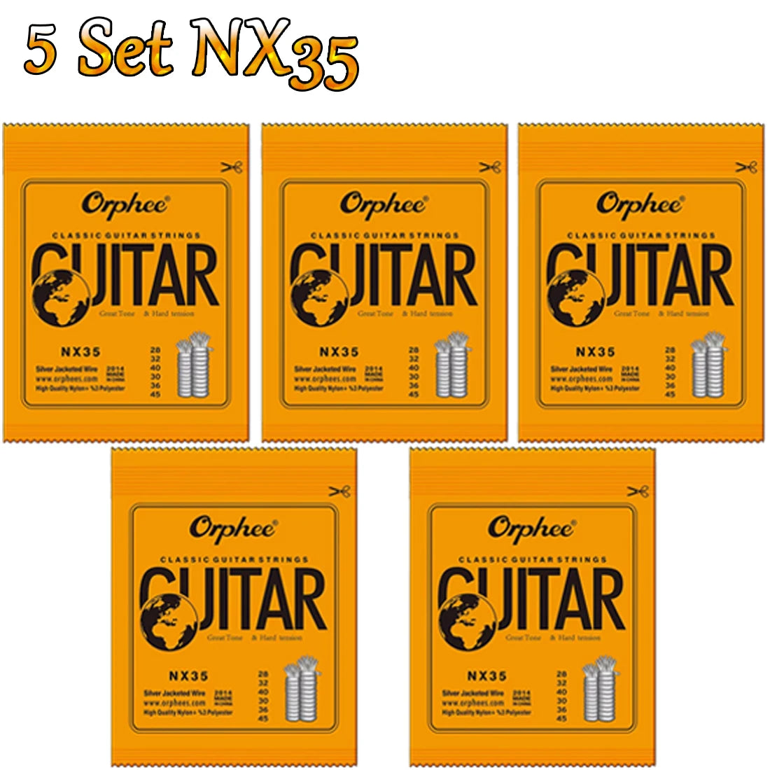 10/50 Set Orphee Classical Guitar Strings Silver Plated Wire Nylon Strings NX Series 6pcs/Set Beginners for Classic Guitar Part