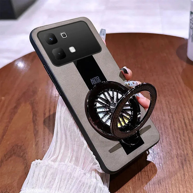 For Infinix Note 60 Pro 5G Solid color synthetic leather silicone shell with heat dissipation bracket For Infinix Note 60 Pro 5G