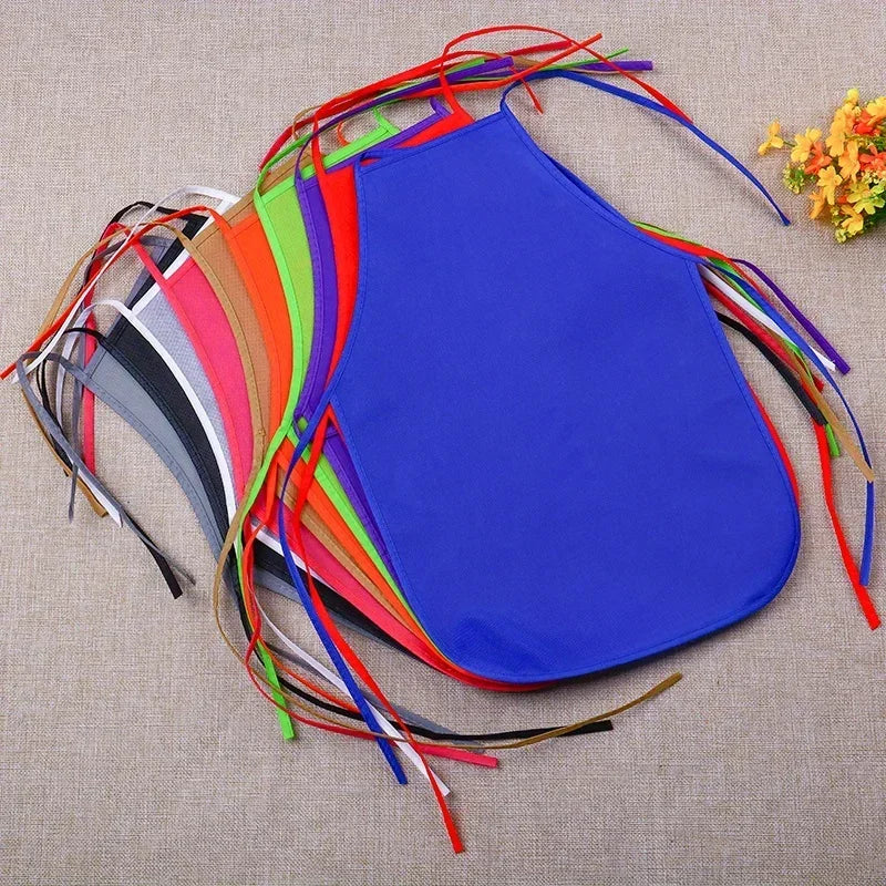 30pcs Kids Non-woven Fabric Apron Class Craft Art Painting Children Apron Disposable Safety Cleaning Apron Student Drawing Bib