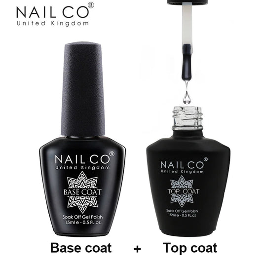 NAILCO 15ml Hema Free TPO Free Top Coat And Base Coat Art Design Gel Nail Polish Top Base Coat UV LED Soak Off Gel Nail Varnish