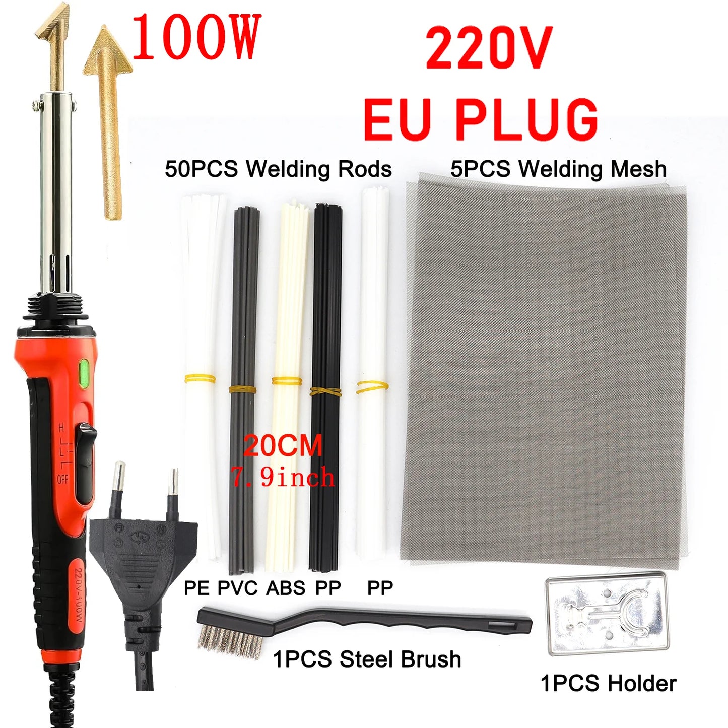 220V Portable Soldering Iron 100W/50W Plastic Soldering Machine Repair Tool Welding Rods Soldering Mesh For Car Bumper Repair